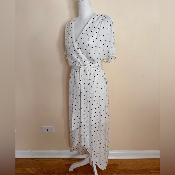 ALICE + OLIVIA Darva Polka Dot Faux Wrap Dress - Picture 7 of 11